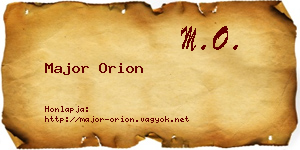 Major Orion névjegykártya